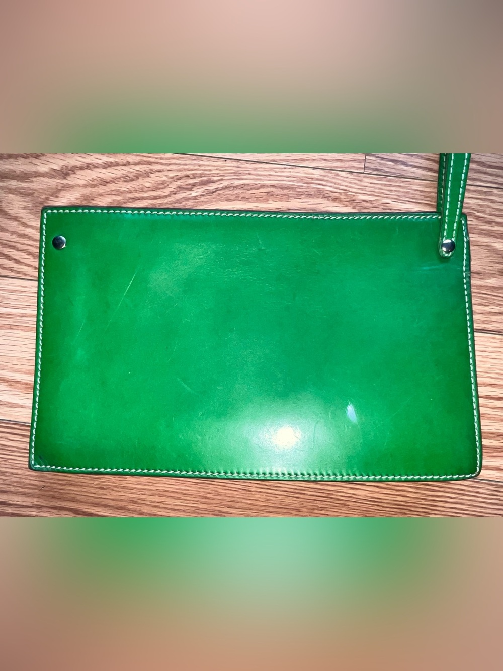 kate spade Emerald Green Leather Pouch Wallet wristlet strap - Picture 5 of 16